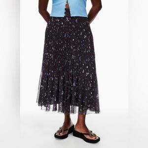 Wilfred Floral Twirl Midi Skirt - Black and Blue Floral Size XS